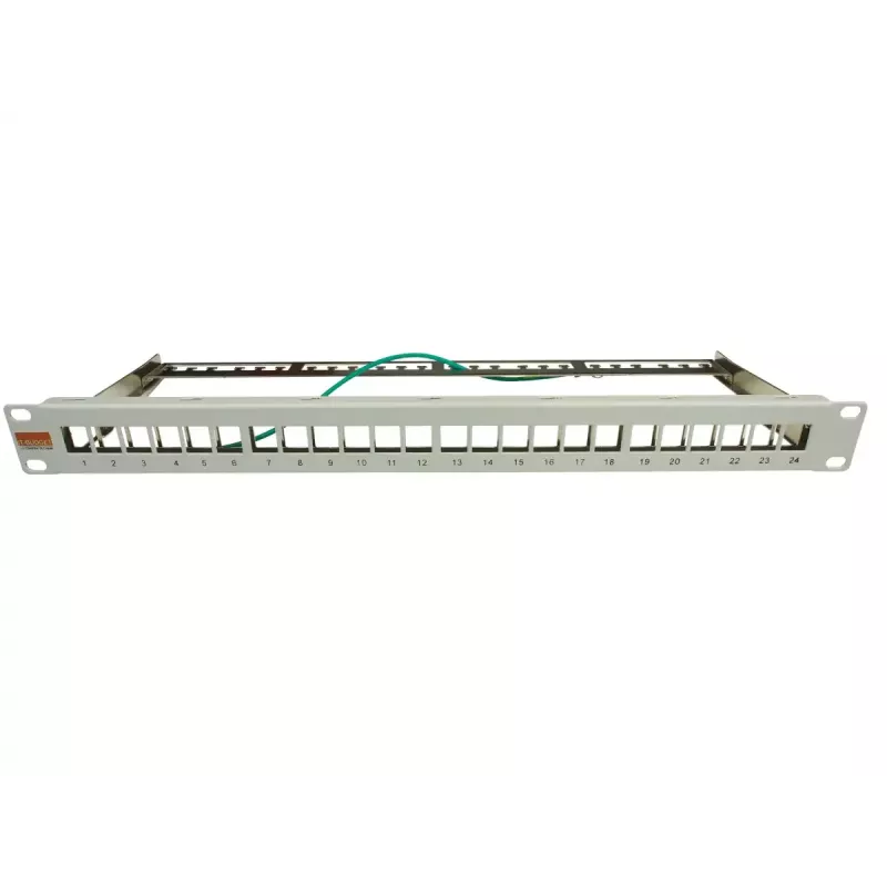 IT-BUDGET 19 inch 24-Port Keystone Patch Panel, 1U, unbestückt, hellgrau 90ITBMT24PORTG