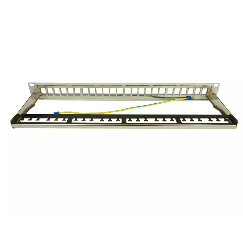 IT-BUDGET 19 inch 24-Port Keystone Patch Panel, 1U, unbestückt, hellgrau 90ITBMT24PORTG