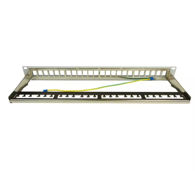 IT-BUDGET 19 inch 24-Port Keystone Patch Panel, 1U, unbestückt, hellgrau 90ITBMT24PORTG