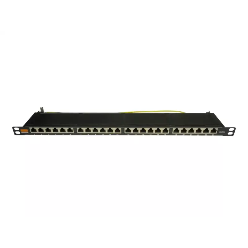 IT-BUDGET 19 inch Superflaches Patch Panel, 0,5U, Vollständig Geschirmt, Cat.6A, 24 Ports, PoE++, Schwarz (90ITBPP6A05S)