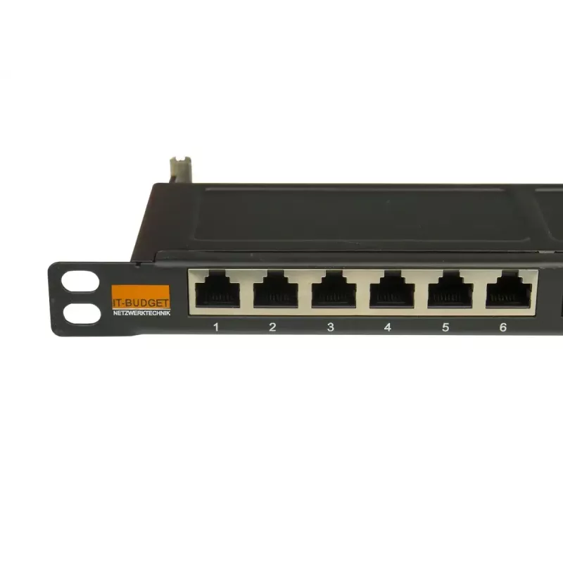 IT-BUDGET 19 inch Superflaches Patch Panel, 0,5U, Vollständig Geschirmt, Cat.6A, 24 Ports, PoE++, Schwarz (90ITBPP6A05S)