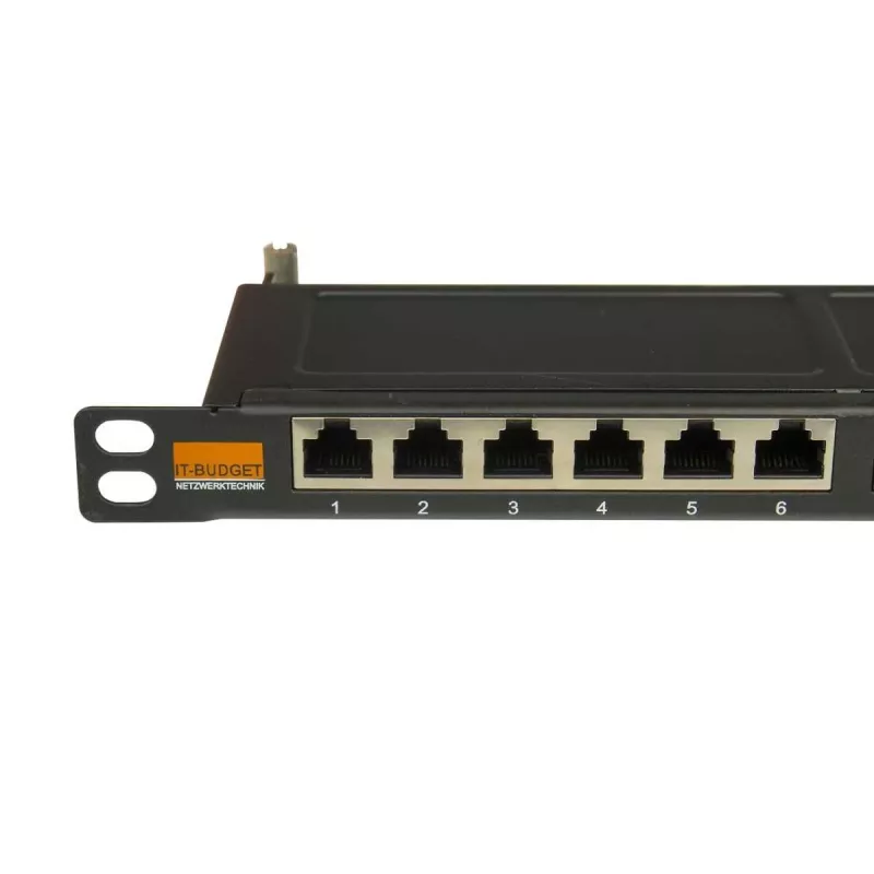 IT-BUDGET 19 inch Superflaches Patch Panel, 0,5U, Vollständig Geschirmt, Cat.6A, 24 Ports, PoE++, Schwarz (90ITBPP6A05S)