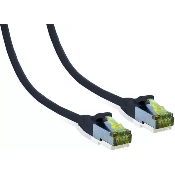 IT-BUDGET Vollkupfer Premium Patchkabel Cat.6A mit Cat.7 Rohkabel, 600 MHz, halogenfrei, PoE+, 10 Gbit, Schwarz, 3 m 90ITB6A7PK3S