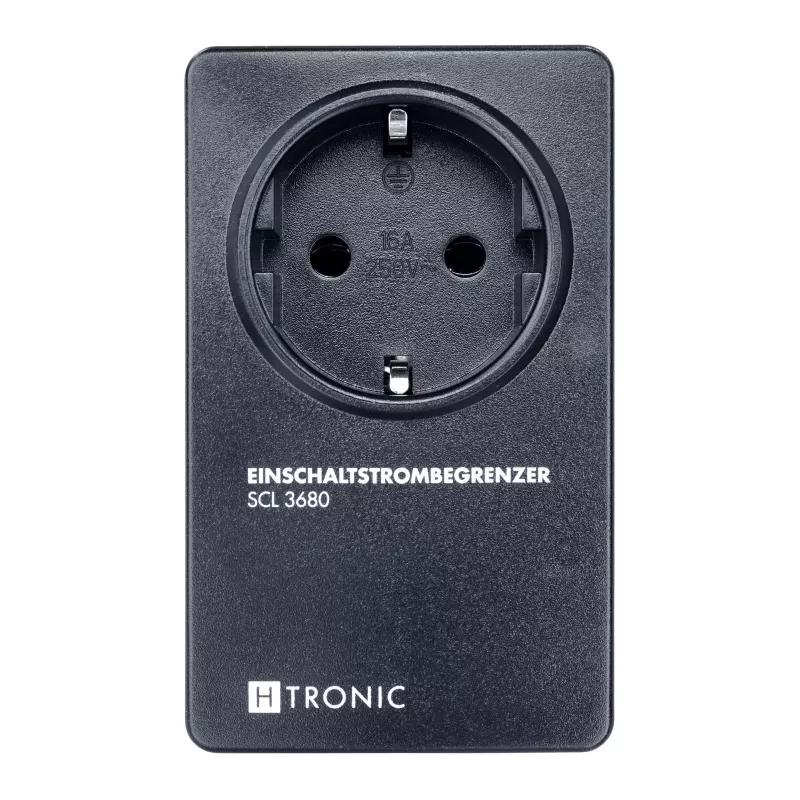 H-Tronic 1114730 Einschaltstrombegrenzer SCL 3680 IP20, 16 A, 3680 W, Schuko Steckeradapter, Schwarz
