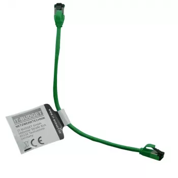 IT-BUDGET Cat.8.1 Slim Patchkabel, S/FTP, 40 Gbps, 2000 MHz, Grün, 0,15 m 90ITBSLIM81PK015GR