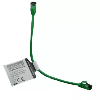 IT-BUDGET Cat.8.1 Slim Patchkabel, S/FTP, 40 Gbps, 2000 MHz, Grün, 0,15 m 90ITBSLIM81PK015GR