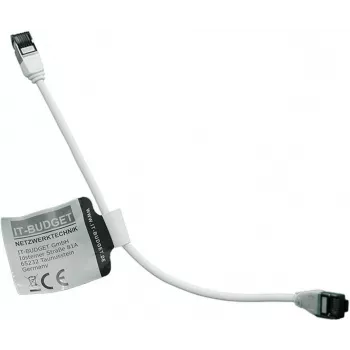 IT-BUDGET Cat.8.1 Slim Patchkabel S/FTP 28 AWG Vollkupfer LSZH Weiß 0,15 m 40Gbps PoE+ 90ITBSLIM81PK015W