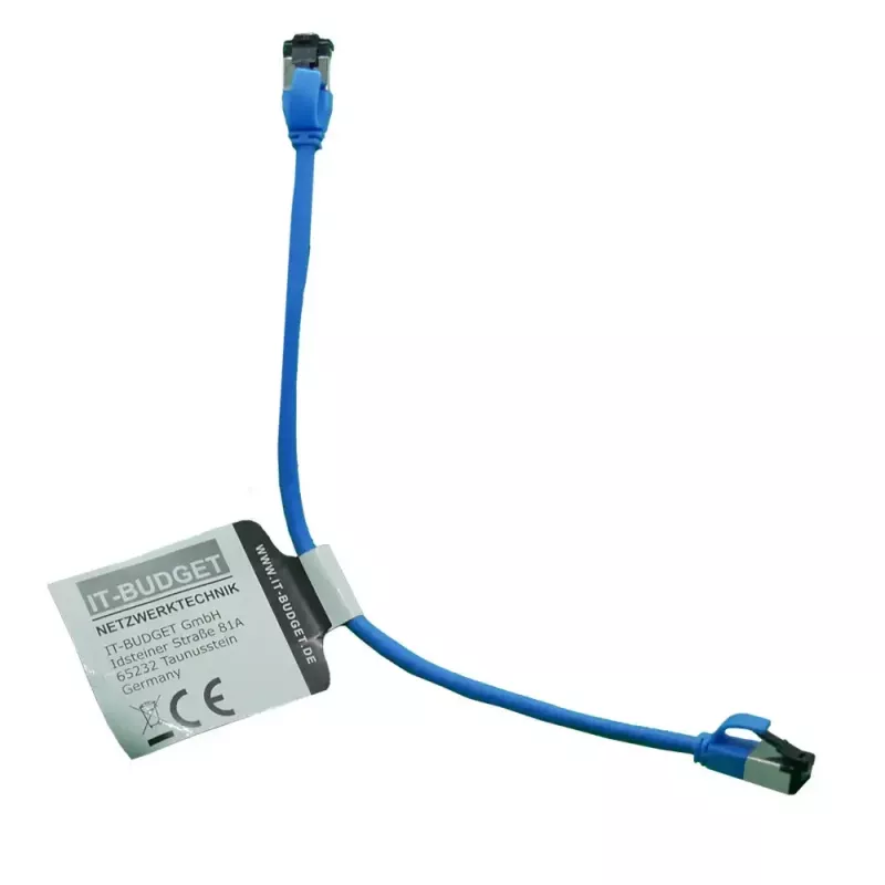 IT-BUDGET Cat.8.1 Slim Ethernet Patchkabel, S/FTP, 40Gbps, 2000MHz, LSZH, PoE+, Blau, 0,5m 90ITBSLIM81PK050B