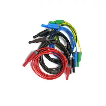 HT INSTRUMENTS KIT TLS-5 Sicherheits-Messleitungs-Set, 5 Leitungen, 2 m, 4mm berührungssichere Bananenstecker, CAT IV 600V / CAT III 1000V, 16 A, Silikon, Rot/Schwarz/Blau/Grün/Gelb 2008250