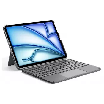 DIGISTOR HK Inateck KB04122 Tastaturhülle mit Touchpad für iPad 11 inch A16 / Air M3-M2 / Pro, abnehmbar, beleuchtet, QWERTZ deutsches Layout, graphitgrau