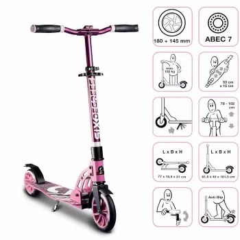 MUUWMI Six Degrees Aluminium Tretroller 180/145 mm Pink