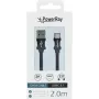 PowerRay Datenkabel PR-DCUC200TBK, USB-A auf USB-C, 2,0 m, Textil Schwarz, Blister