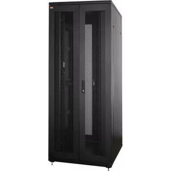 IT-BUDGET 19-Zoll Server Rack SRK - 42U - 800x1000 mm - Perforierte Doppeltüren vorne und hinten - Kabelkanäle - Flatpack - Schwarz 90ITB19SRK42810DTSN