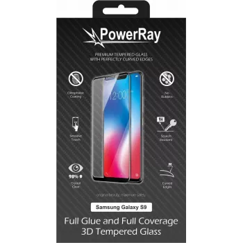 PowerRay Ultra Durable 3D Full Glue Glass Displayschutzfolie für Samsung Galaxy S9, Schwarz PR-3DFGSAMS9BL