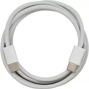 PowerRay USB-C auf USB-C Daten- und Ladekabel, 60W PD, Nylongeflecht, 1m, Weiß, Bulk 4260357351156