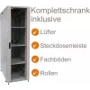 IT-BUDGET 42U 19 inch Netzwerkschrank Komplettset 600x600mm Lichtgrau mit Glasfronttür, Massiver Rücktür, 4 Aktive Lüfter, PDU, Fachböden, Flatpack (90ITB19SRK4266GG)