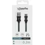 PowerRay PR-DCUC020TBK USB-A auf USB-C Daten- und Ladekabel, 0,2 m, Textil Schwarz, Blister