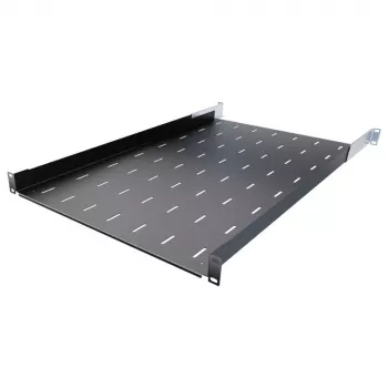 IT-BUDGET 19-Zoll-Rack-Einlegeboden / Geräteablage - 40 kg Traglast - 750 mm Tiefe - Tiefenvariable Montage - Schwarz (90ITB19FB750S)