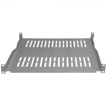 IT-BUDGET 19 inch Rack-Einlegeboden / Geräteablage - 80 kg Traglast - 350 mm Tiefe - Tiefenvariable Montage - Hellgrau (90ITB19FBX350G)