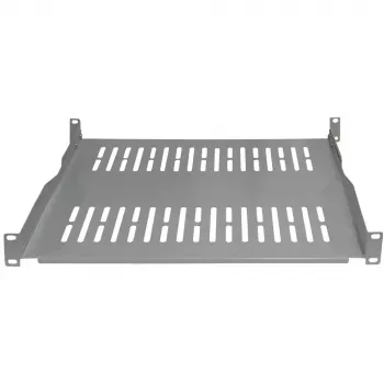 IT-BUDGET 19 inch Rack-Einlegeboden / Geräteablage - 80 kg Traglast - 350 mm Tiefe - Tiefenvariable Montage - Hellgrau (90ITB19FBX350G)