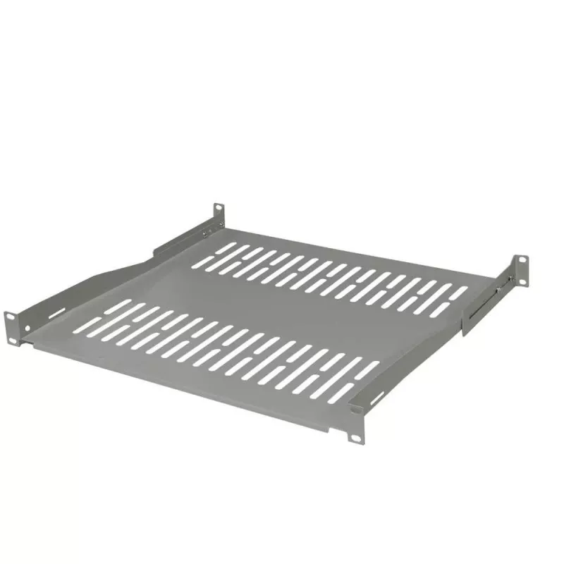 IT-BUDGET 19 inch Rack-Einlegeboden / Geräteablage - 80 kg Traglast - 350 mm Tiefe - Tiefenvariable Montage - Hellgrau (90ITB19FBX350G)