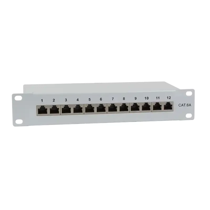 IT-BUDGET 10 inch Patch Panel - Geschirmt - Cat.6A - 500MHz - 12 Port RJ45 - PoE+ fähig - 1U - Grau (90ITB10PP6AG)