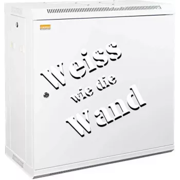 IT-BUDGET 19 inch Wandmontage-Netzwerkschrank SWA - 12U - 600x300 mm - Stahltür - Abnehmbare Seitenteile - Zubehörset - Reinweiß (90ITB19WS1263MW)