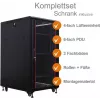 IT-BUDGET 19 inch Netzwerkschrank SRK Komplettset - 22U - 600x800 mm - Glas-/Stahltür - 4 aktive Lüfter - PDU - Fachböden - Montiert - Schwarz (99ITB19SRK2268GSM)