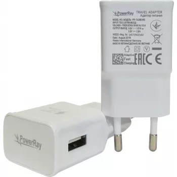 PowerRay Ladegerät PR-TA20EWE, EU-Spezifikation 2-polig mit CE, 2000mAH, weiß, Bulk (PR-TA20EWE)