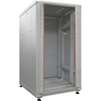 IT-BUDGET 19 inch Netzwerkschrank SRK - 18U - 600x800 mm - Glas-/Stahltür - Montiert - Hellgrau 99ITB19SRK1868GGNM