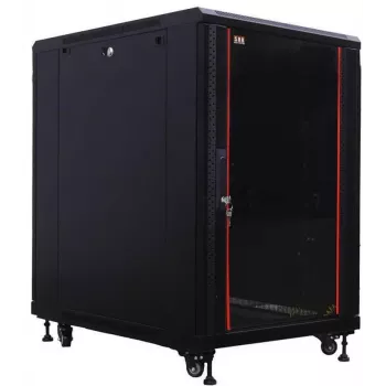 IT-BUDGET 19 inch Netzwerkschrank SRK - 18U - 600x800 mm - Glas-/Stahltür - Montiert - Schwarz 99ITB19SRK1868GSNM