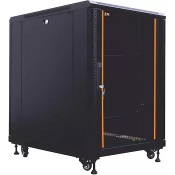 IT-BUDGET 19 inch Netzwerkschrank SRK - 12U - 600x800 mm - Glas-/Stahltür - Montiert - Schwarz (99ITB19SRK1268GSNM)