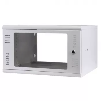 IT-BUDGET 19 inch Wandgehäuse T-STONE, 6U, 450 mm Tiefe, Glastür, abschließbar, Weiß (90ITBTSWV6545GW)
