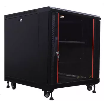 IT-BUDGET 19-Zoll-Serverschrank SRK - 12U - 600x1000 mm - Glas-/Stahltür - vormontiert - Schwarz 99ITB19SRK12610GSNM