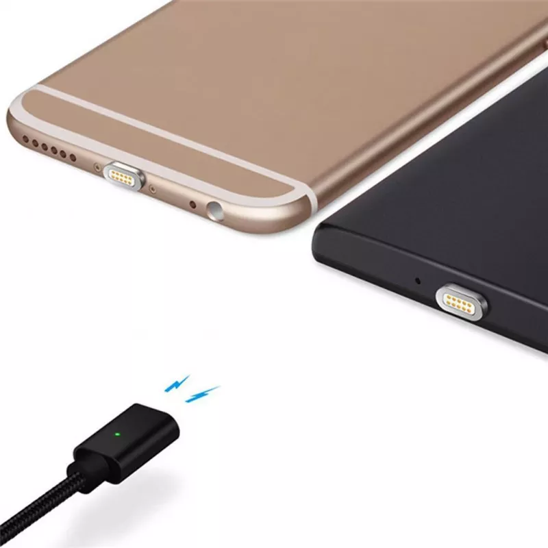 CYOO Magnetisches USB-Lade- und Datenkabel – 2-in-1 Micro USB & Lightning auf USB – 1m – Schwarz