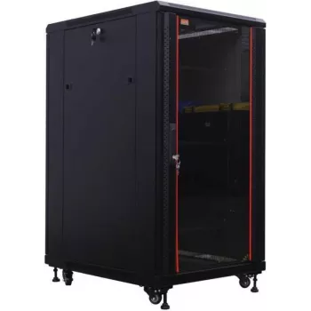 IT-BUDGET 19 inch Server-Rack SRK - 27U - 600x1000 mm - Glas-/Stahltür - vormontiert - Schwarz 99ITB19SRK27610GSNM