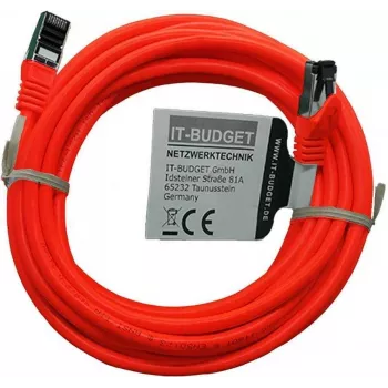 IT-BUDGET Cat.8.1 S/FTP Patchkabel, 5 m, Rot, 40 Gbps, Vollkupfer, LSZH, PoE+ 90ITBFLEX81PK5R