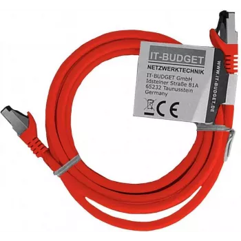 IT-BUDGET Vollkupfer Premium Patchkabel - Flex AWG 26 - Cat.8.1 - 2000 MHz - Halogenfrei - PoE+ - 40Gbit - Rot - 2 m 90ITBFLEX81PK2R