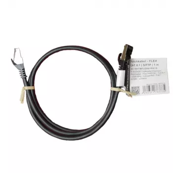 IT-BUDGET Cat.8.1 S/FTP Patchkabel, 1m, Schwarz, 40Gbps, 2000MHz, LSZH, PoE+ 90ITBFLEX81PK1S