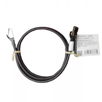 IT-BUDGET Cat.8.1 S/FTP Patchkabel, 1m, Schwarz, 40Gbps, 2000MHz, LSZH, PoE+ 90ITBFLEX81PK1S
