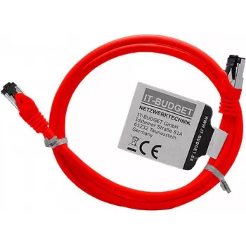 IT-BUDGET Vollkupfer Premium Patchkabel - Flex AWG 26 - Cat.8.1 - 2000 MHz - halogenfrei - PoE+ - 40GBit - rot - 1 m (90ITBFLEX81PK1R)