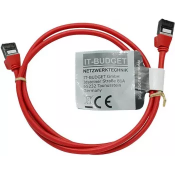 IT-BUDGET Cat.8.1 Slim Ethernet Patchkabel, S/FTP, 40 Gbps, 2000 MHz, LSZH, PoE+, Rot, 1 m 90ITBSLIM81PK1R