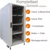 IT-BUDGET 19 inch Netzwerkschrank SRK Komplettset 18U 600x1000mm Glas-/Stahltür 4 aktive Lüfter PDU Fachböden Flatpack Lichtgrau 90ITB19SRK18610GG