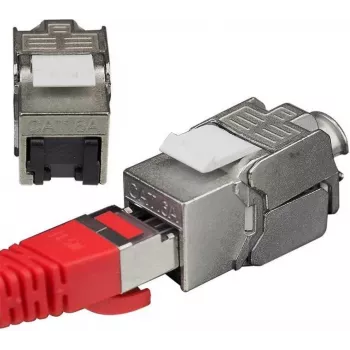 IT-BUDGET RJ45 Business Keystone Modul Cat.6A geschirmt werkzeugfrei Small Form Factor mit Staubschutzklappe PoE+ (90ITBKM6ASS)