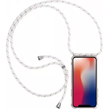 CYOO Halskette-Hülle mit Handschlaufe für Apple iPhone 12 Pro Max (6,7 inch) – Weißes Silikon CY122107
