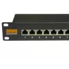 IT-BUDGET 19 inch Cat.6A geschirmtes 24-Port Patch Panel, kurze Bauform, PoE+ fähig, 1U, Schwarz 90ITBPP6A1S