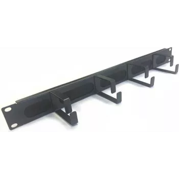 IT-BUDGET 19 inch Kabelmanagement-Bürstenpanel 1U mit 4 Metall-Kabelclips 44x70 mm Schwarz 90ITBKDFPMB1HES