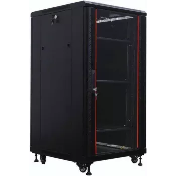 IT-BUDGET 19 inch Netzwerkschrank SRK - 22U - 600x800 mm - Glas-/Stahltür - Flatpack - Schwarz (90ITB19SRK2268GSN)