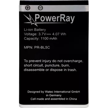 PowerRay Akku PR-BL5C für Nokia E50, N70, N91, 6600, 1100 mAh, Bulk