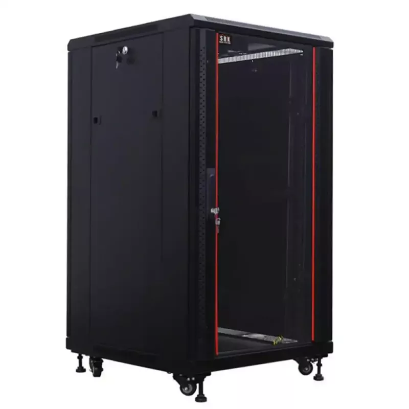 IT-BUDGET 19 inch Netzwerkschrank SRK - 18U - 600x600 mm - Glas-/Stahltür - Flatpack - Schwarz (90ITB19SRK1866GSN)